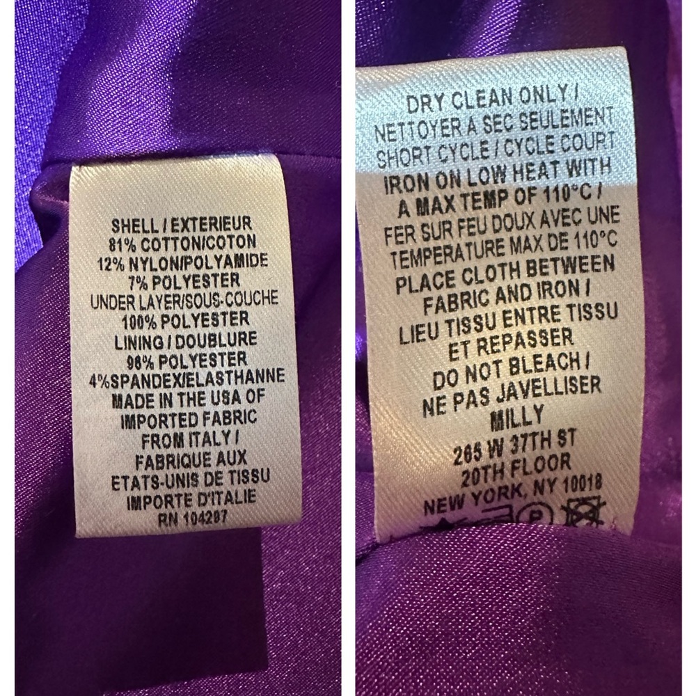 Milly Martina Fil Coupe Sleeveless Hi Low Flared Midi Dress Purple Black 12 NWT - Picture 14 of 16